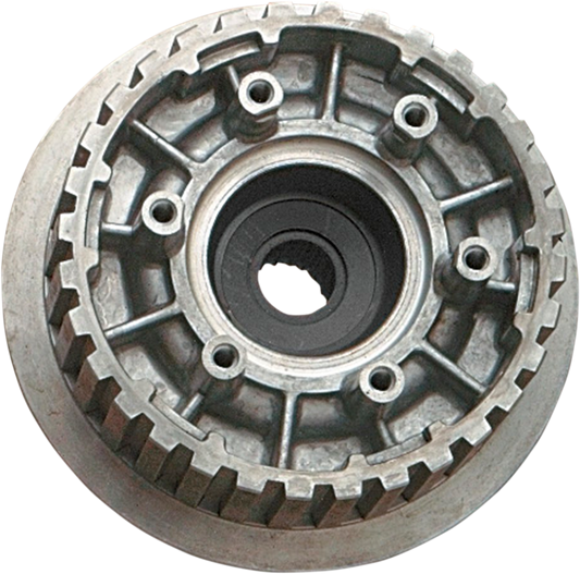 Drag Specialties clutch hub for Harley Big Twin '98-'06, part 148116-BX-LB1, shown in metallic finish with detailed gear teeth.