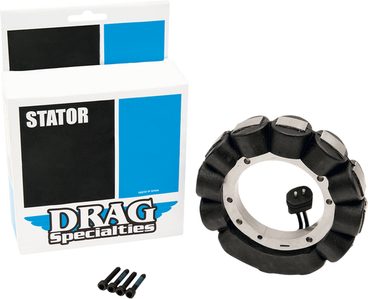 Coated stator for Harley Davidson motorcycle, designed by Drag Specialties, part number 29965-75C-BXLB1, showing the detailed component.