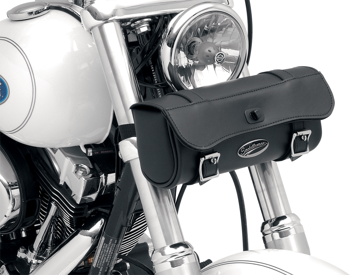 Large SADDLEMEN Drifter Tool Bag seat by Bill's Exhausts, featuring durable material and spacious storage for motorcycle tools.