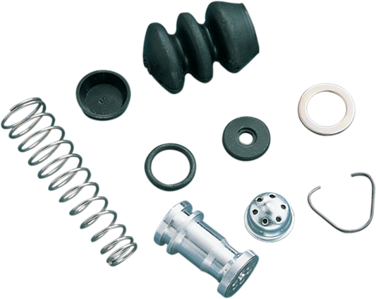 Drag Specialties rear master cylinder repair kit for Harley-Davidson models, includes components for brake system maintenance.