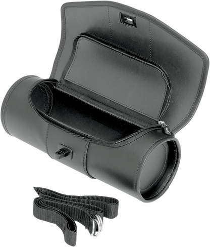 Bill's Exhausts SADDLEMEN Deluxe Tool Bag 3510-0061 seat with padded leather and stitching details, designed for motorcycle comfort.