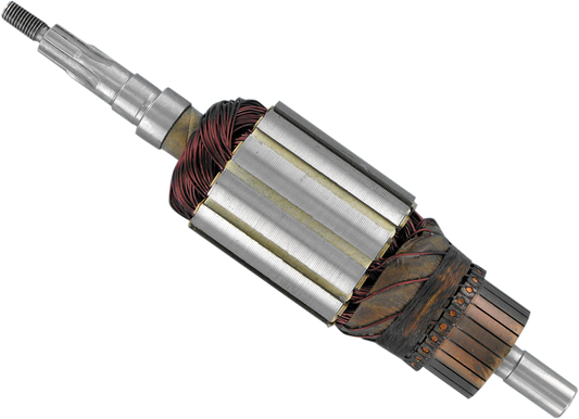 DRAG SPECIALTIES 12V generator armature for Harley Davidson motorcycle, showing the copper winding and metal core.