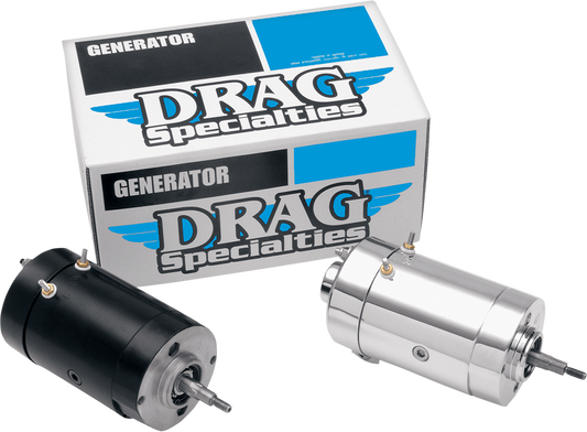 Chrome 12V generator for Harley-Davidson from Drag Specialties, model 2977565A/C-BX4, featuring a polished metal finish.