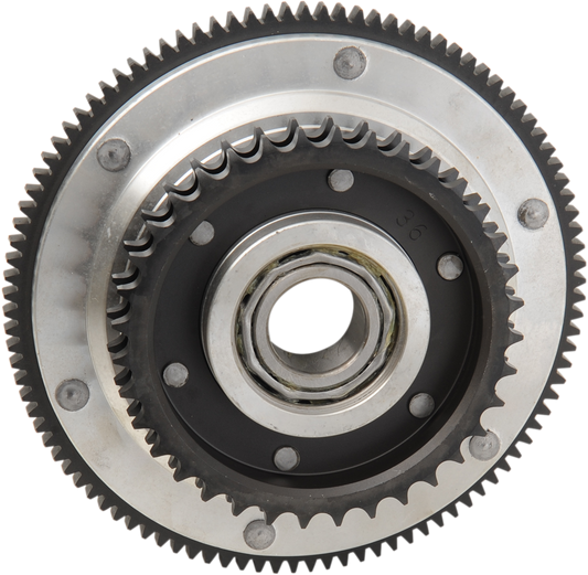 DRAG SPECIALTIES clutch shell for Harley Big Twin '94-'97, showing silver metal clutch component with textured surface.