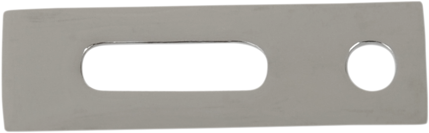 Steel exhaust hanger for motorcycle by Drag Specialties, model 14-6535-BC108, shown in black, designed for secure exhaust mounting.