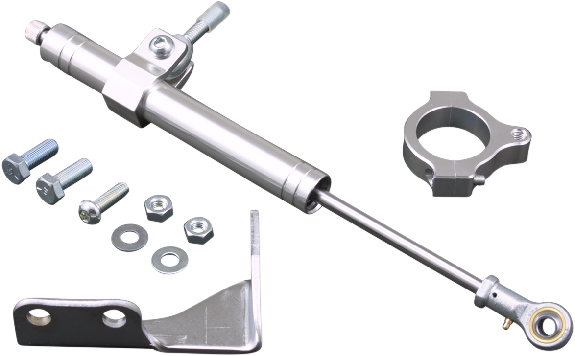 Chrome steering damper for Harley-Davidson XL models from 1988 to 2003, by DRAG SPECIALTIES, part 31472-BC1.
