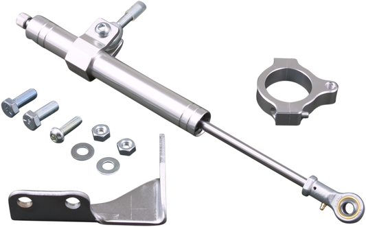 Chrome steering damper for Harley-Davidson XL models from 1988 to 2003, by DRAG SPECIALTIES, part 31472-BC1.