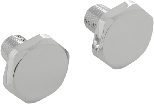 Chrome upper fork tube cap for motorcycle front suspension by DRAG SPECIALTIES, showcasing a shiny, reflective finish.
