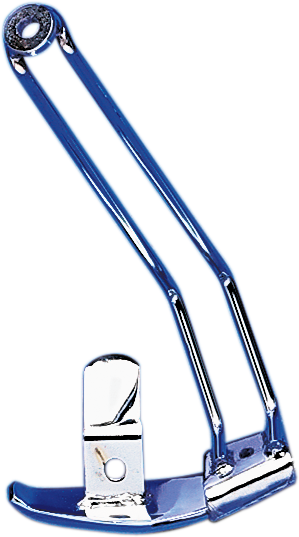 Chrome kickstand extension for motorcycles by Drag Specialties, 32-0449-SC3, showcasing the shiny metal part on a black background.
