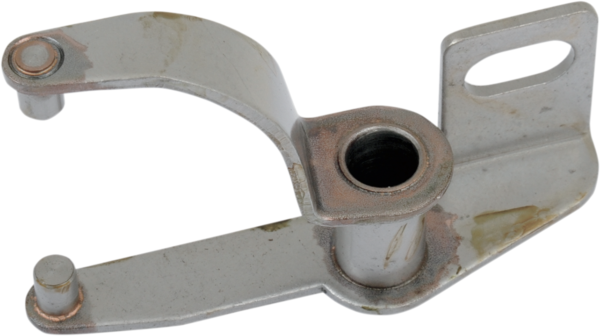 Drag Specialties Harley Davidson starter gear engagement lever, black metal component for motorcycle clutch system.