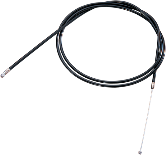 Black vinyl throttle cable by Drag Specialties, designed for universal and specialty motorcycle fits, shown in the image.