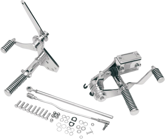 DRAG SPECIALTIES 2-inch forward control extension for Harley FL motorcycles, showing metal components and mounting hardware.