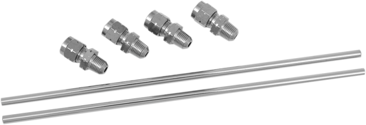 Chrome rocker oil line set for Harley Sportster by Drag Specialties, featuring durable metal fittings and sleek chrome finish.