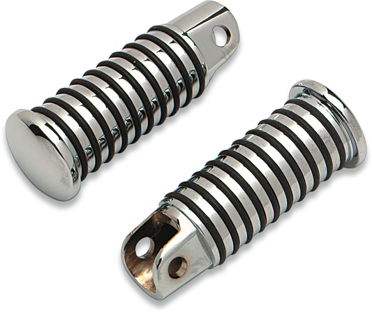 Drag Specialties large driver foot pegs for FX, FL, XL motorcycles, featuring durable metal construction and comfortable grip.
