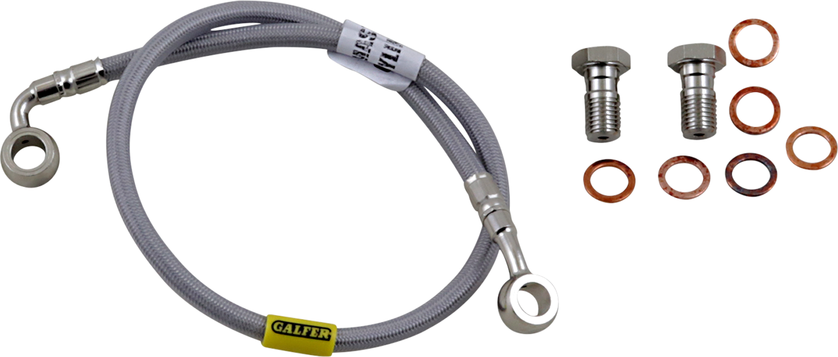 GBRAKES stainless steel brake line FK003D811-R for enhanced bike stopping power, showing the durable, flexible brake hose on a bicycle.