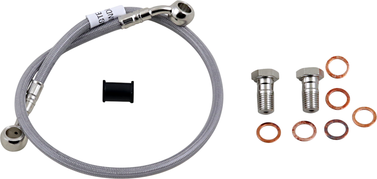 GBRAKES stainless steel brake line FK003D879R for enhanced bike stopping power, showcasing durable, flexible brake hose with fittings.