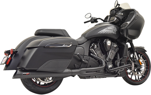 BASSANI XHAUST Road Rage 2:1 exhaust for Dodge Challenger with black finish, showing the sleek motorcycle exhaust system.