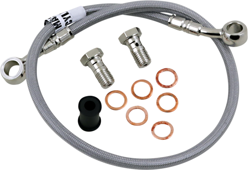 GBRAKES stainless steel brake line FK003D951-R for enhanced bike stopping power, showing the durable, flexible brake hose.