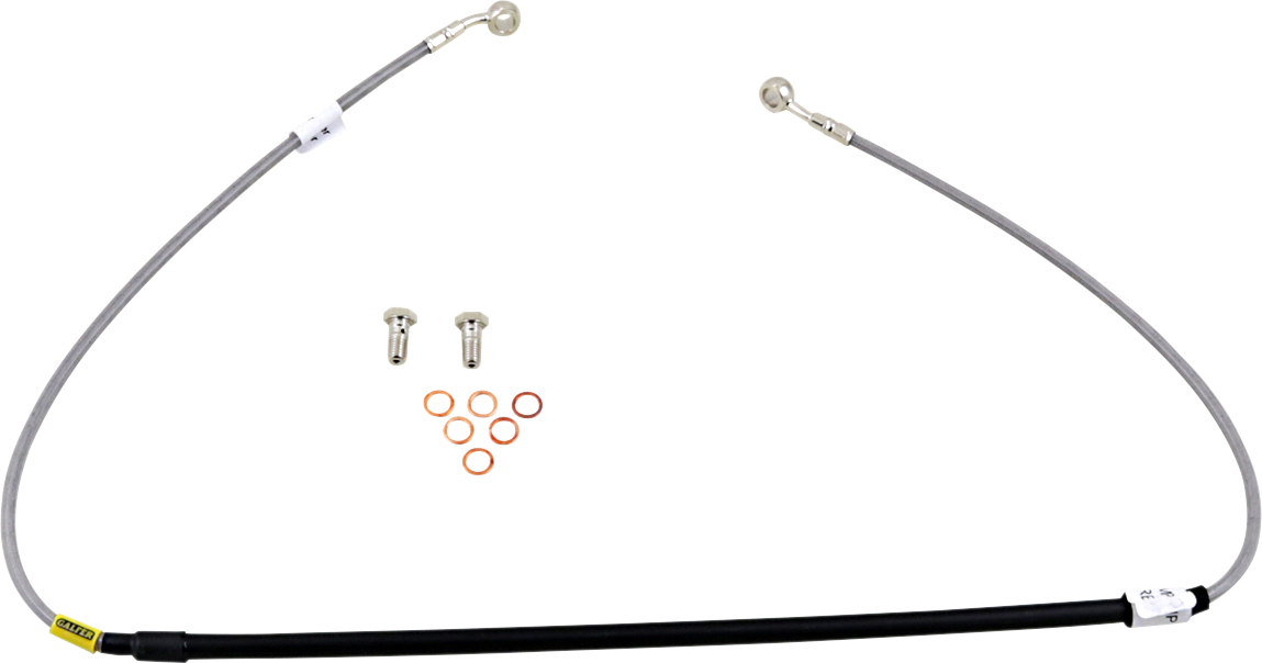 GBRAKES stainless steel brake line kit for bikes, showing the durable, flexible brake hoses with fittings, designed for improved bike control