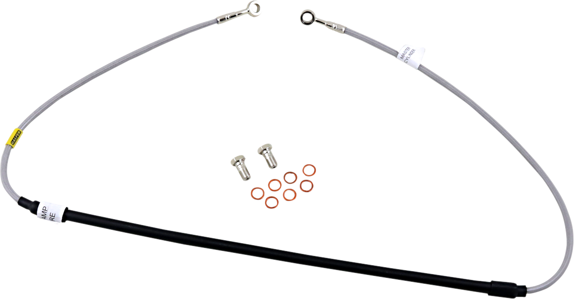 GBRAKES stainless steel brake line kit FK003D477-1 for bikes, showing the durable, flexible brake hoses and fittings.