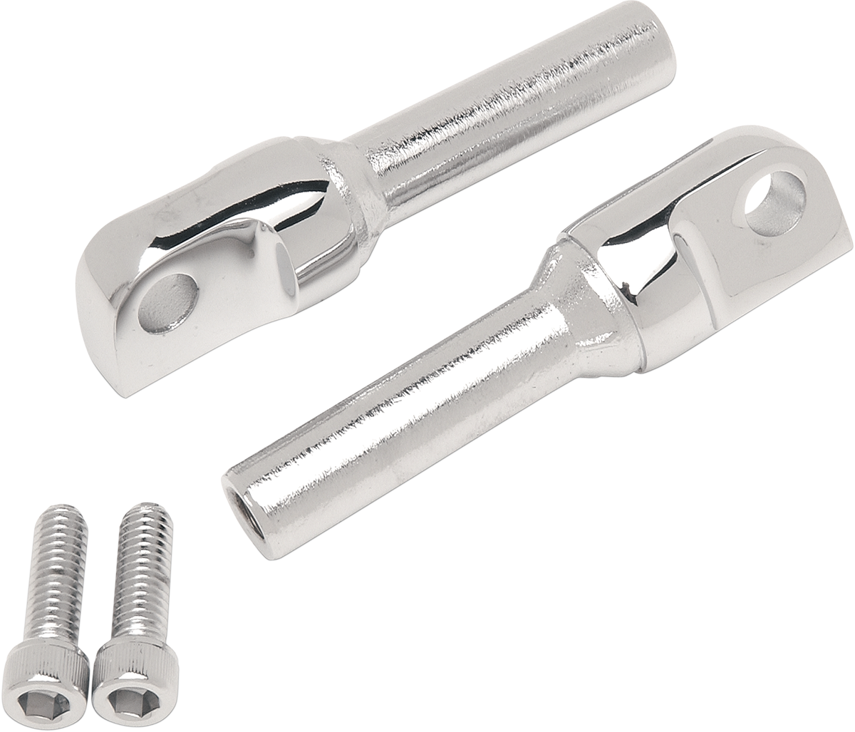 Drag Specialties male mount foot peg for Harley-Davidson motorcycles, shown in black with textured grip surface.