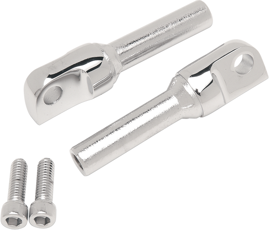 Drag Specialties male mount foot peg for Harley-Davidson motorcycles, shown in black with textured grip surface.