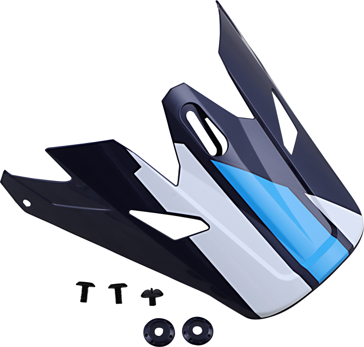 Z1R Rise Visor in Evac Gloss Blue and White for Z1R motorcycle helmets, showcasing the sleek, aerodynamic design.