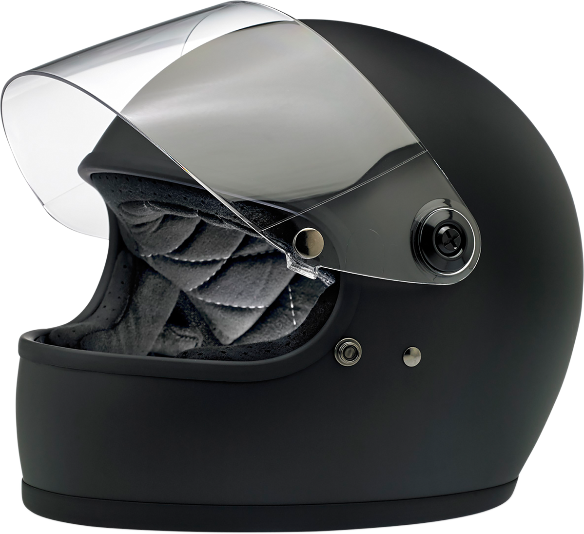 BILTWELL Gringo S helmet in flat black, small size, with smooth matte finish and classic open-face design.