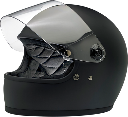 BILTWELL Gringo S helmet in flat black, small size, with smooth matte finish and classic open-face design.