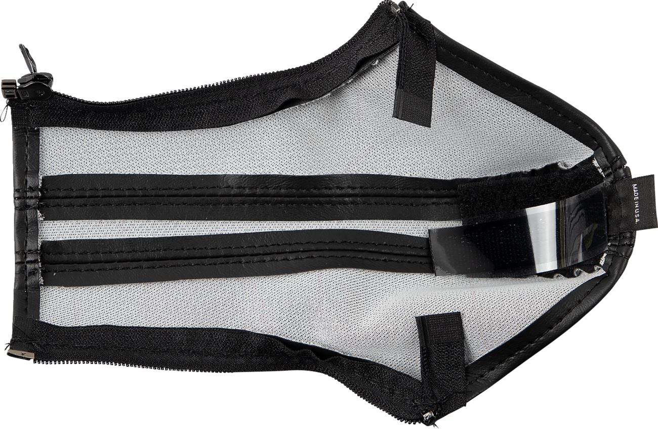 Black stitch SHOW CHROME cover for e-brake on Slingshot engine, designed by Bill's Exhausts, with sleek chrome finish.