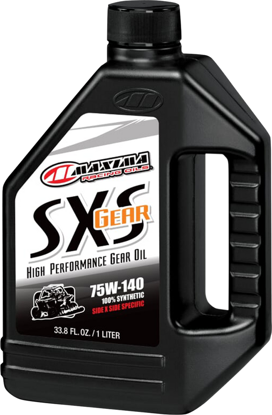 MAXIMA RACING OIL SXS synthetic gear oil 75W-140 in a 1-quart container, designed for high-performance off-road vehicles.