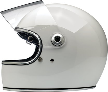 BILTWELL Gringo S helmet in glossy white, XS size, with smooth aerodynamic design and secure strap, motorcycle helmet for riders.