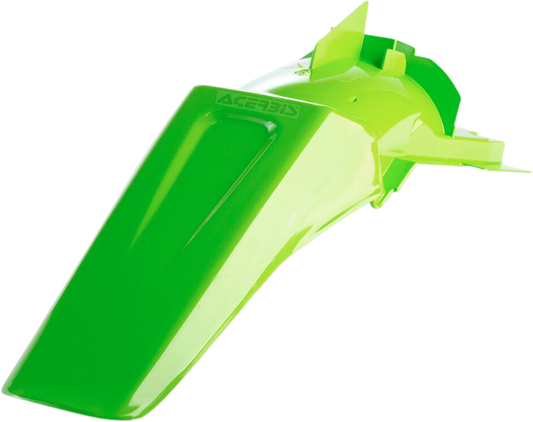 A green Acerbis rear fender for motorcycle, designed as a durable body part for off-road or dirt bike use.