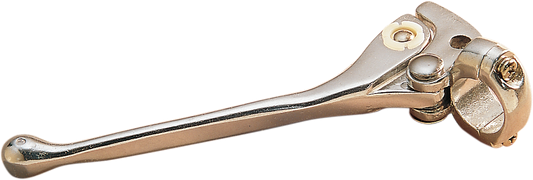 Polished DRAG SPECIALTIES clutch lever assembly with 7/16" cable opening for motorcycle, showing detailed metal finish and design.
