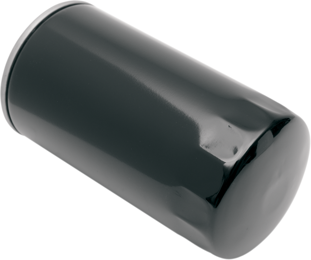 Black Drag Specialties oil filter for Dyna motorcycles, part number 14-0018B-BX41, shown in the image.