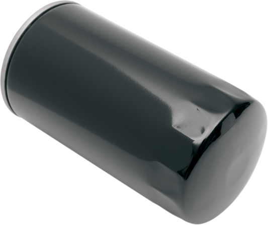 Black Drag Specialties oil filter for Dyna motorcycles, part number 14-0018B-BX41, shown in the image.