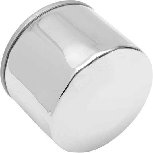 Chrome finish Drag Specialties magnetic ring oil filter with part number 140004HP-BX29, designed for motorcycle engines.