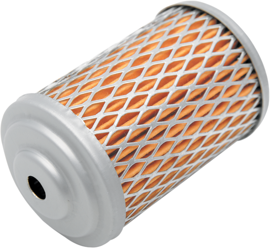 DRAG SPECIALTIES Oil Filter Paper 14-0007-A-BX18 for motorcycles and custom bikes, showing the filter element and packaging.