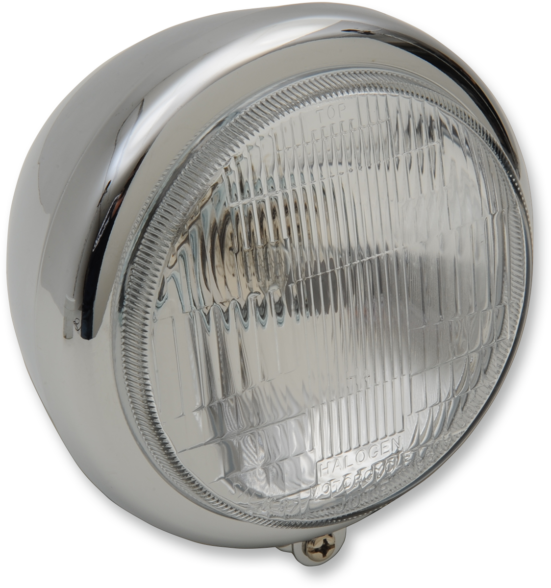 DRAG SPECIALTIES 5-3/4 inch headlight with mounting block and 60/55W H-4 bulb for motorcycle or vehicle lighting.