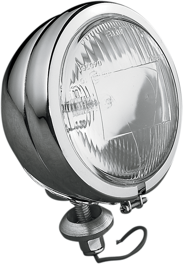 Chrome Drag Specialties stud mount spotlight, 4.5-inch size, model 20-0311E-BX-LB1, with reflective lens and mounting hardware.