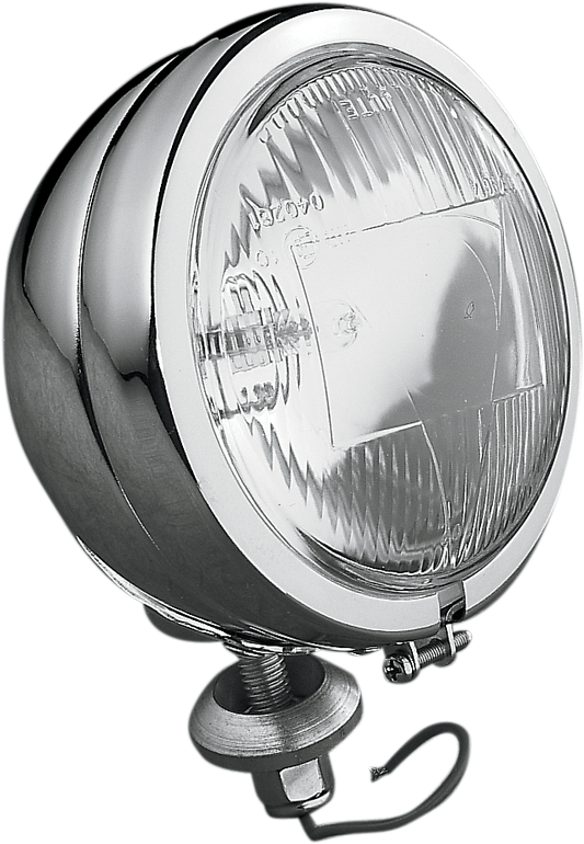 Chrome Drag Specialties stud mount spotlight, 4.5-inch size, model 20-0311E-BX-LB1, with reflective lens and mounting hardware.