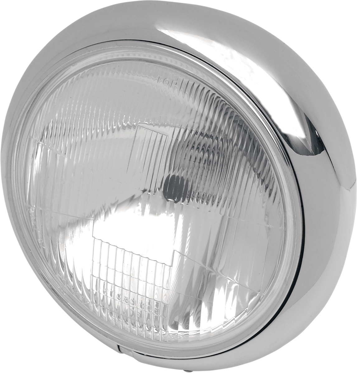 Hydra Glide H4 7-inch motorcycle headlight by Drag Specialties, with chrome finish and clear lens for Harley Davidson bikes