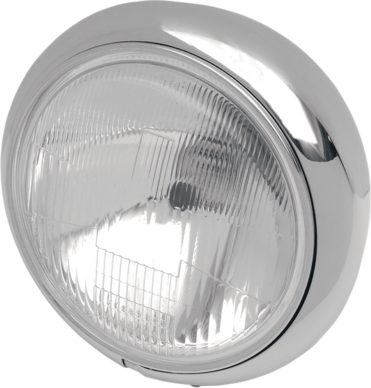 Hydra Glide H4 7-inch motorcycle headlight by Drag Specialties, with chrome finish and clear lens for Harley Davidson bikes