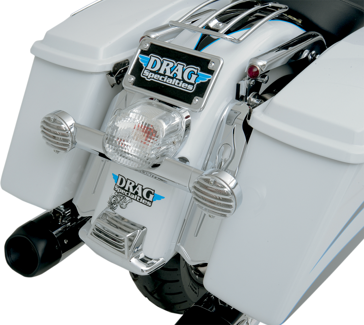 Rear turn signal mount by Drag Specialties, 10-inch length, for motorcycle rear signals, part 74466.