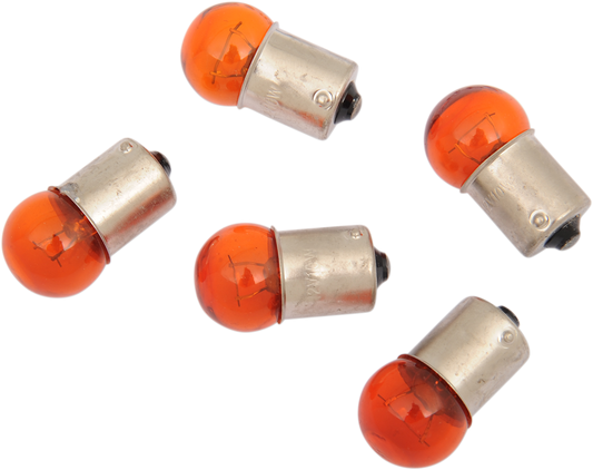 Amber globe bulb by Drag Specialties for 12V motorcycle lighting, featuring a classic design and durable glass construction.