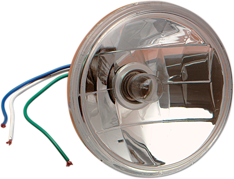 Drag Specialties Diamond Light 4.5-inch dual-element spotlight bulb showing its glass cover and filament for motorcycle lighting.
