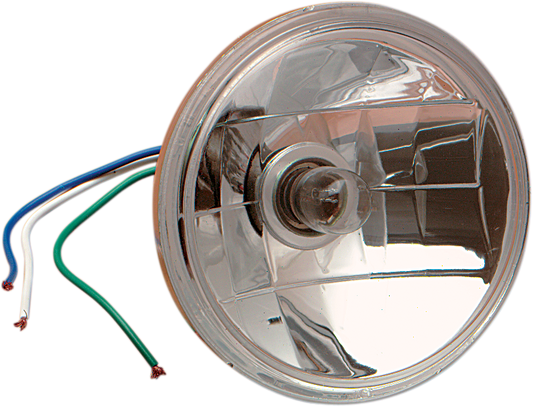 Drag Specialties Diamond Light 4.5-inch dual-element spotlight bulb showing its glass cover and filament for motorcycle lighting.
