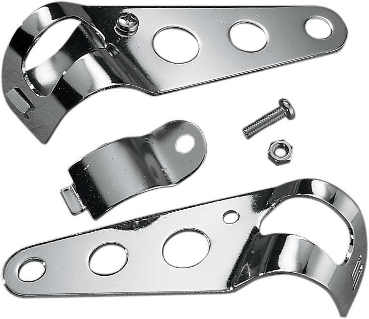 Chrome side-mount headlight bracket for motorcycles by Drag Specialties, 5-1/2 inch size, sturdy metal design.
