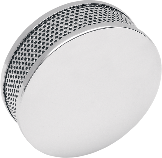 Stamped steel Dragtron™ air cleaner for motorcycles by Drag Specialties, with a chrome finish and bold design.