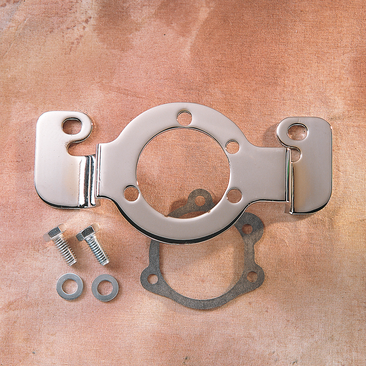 Drag Specialties air cleaner support bracket kit for '84-'89 Big Twin motorcycles, shown with metal components and mounting points.